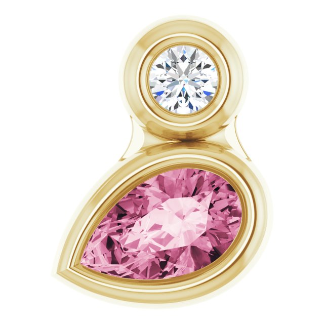 14K Yellow 5x3 mm Pear Natural Pink Tourmaline & .03 CT Natural Diamond Pendant